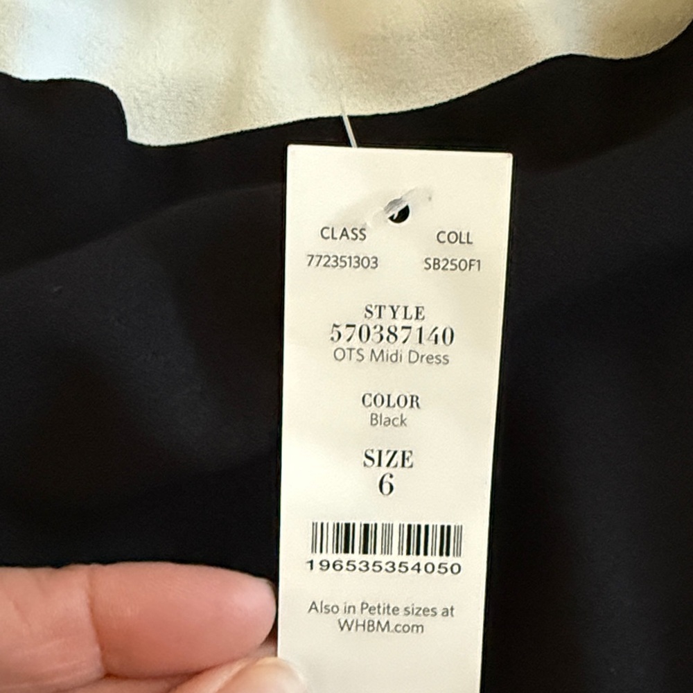 White House Black Market Black Midi Dress with Front Slit - Picture 7 of 7